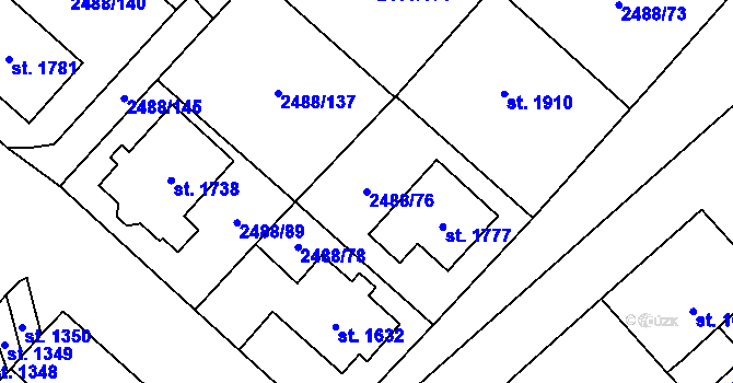 Parcela st. 2488/76 v KÚ Jaroměřice nad Rokytnou, Katastrální mapa