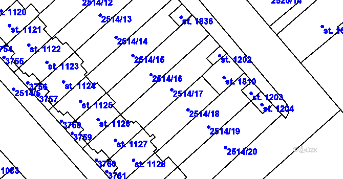 Parcela st. 2514/17 v KÚ Jaroměřice nad Rokytnou, Katastrální mapa