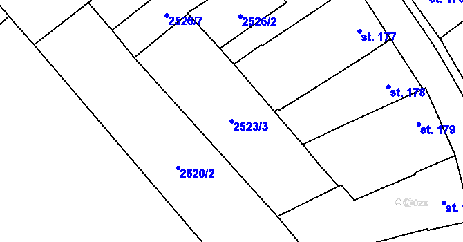 Parcela st. 2523/3 v KÚ Jaroměřice nad Rokytnou, Katastrální mapa
