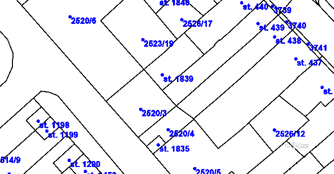 Parcela st. 2523/15 v KÚ Jaroměřice nad Rokytnou, Katastrální mapa