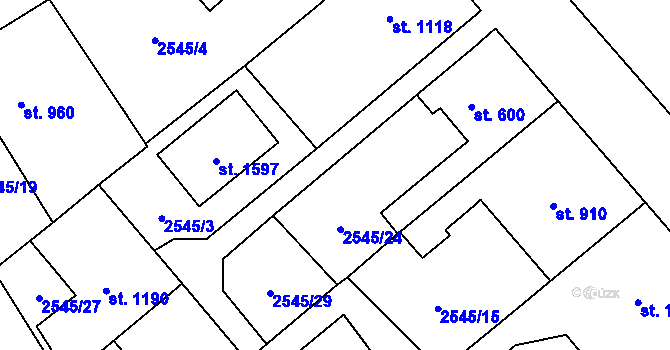 Parcela st. 2545/7 v KÚ Jaroměřice nad Rokytnou, Katastrální mapa