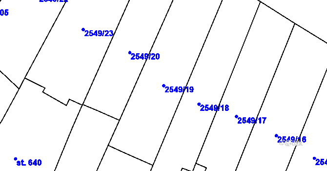Parcela st. 2549/19 v KÚ Jaroměřice nad Rokytnou, Katastrální mapa