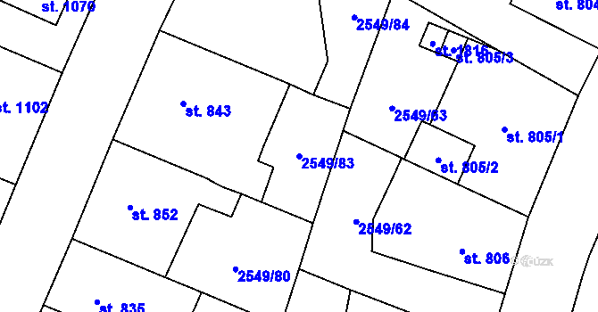 Parcela st. 2549/83 v KÚ Jaroměřice nad Rokytnou, Katastrální mapa