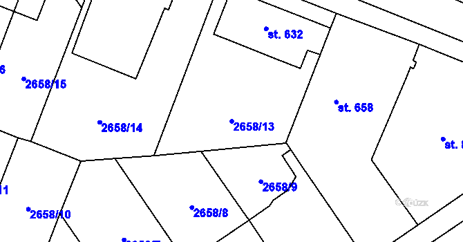 Parcela st. 2658/13 v KÚ Jaroměřice nad Rokytnou, Katastrální mapa