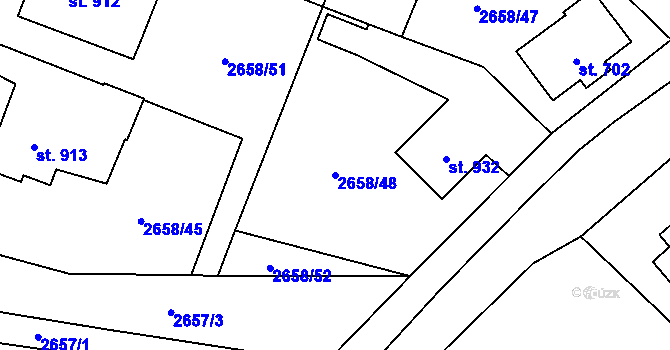 Parcela st. 2658/48 v KÚ Jaroměřice nad Rokytnou, Katastrální mapa