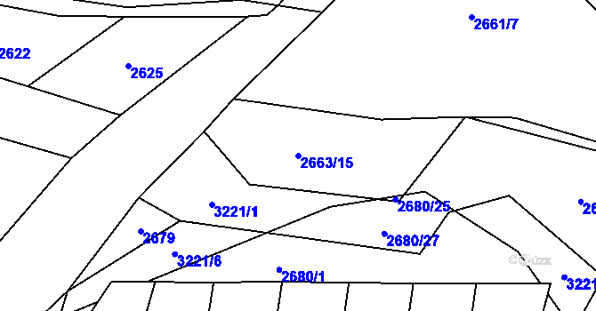 Parcela st. 2663/15 v KÚ Jaroměřice nad Rokytnou, Katastrální mapa