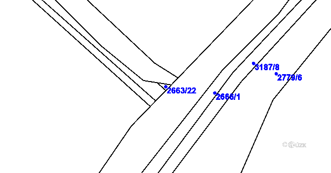 Parcela st. 2663/22 v KÚ Jaroměřice nad Rokytnou, Katastrální mapa