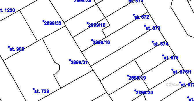 Parcela st. 2899/17 v KÚ Jaroměřice nad Rokytnou, Katastrální mapa