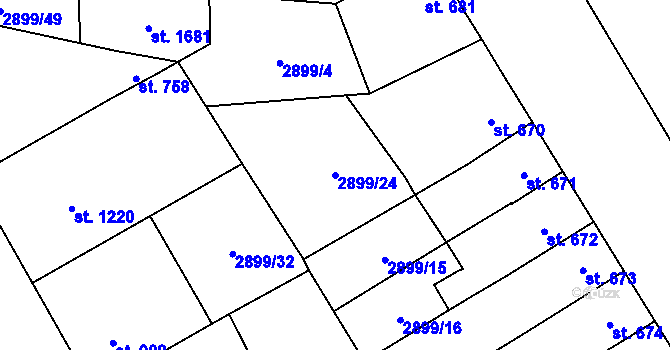 Parcela st. 2899/24 v KÚ Jaroměřice nad Rokytnou, Katastrální mapa