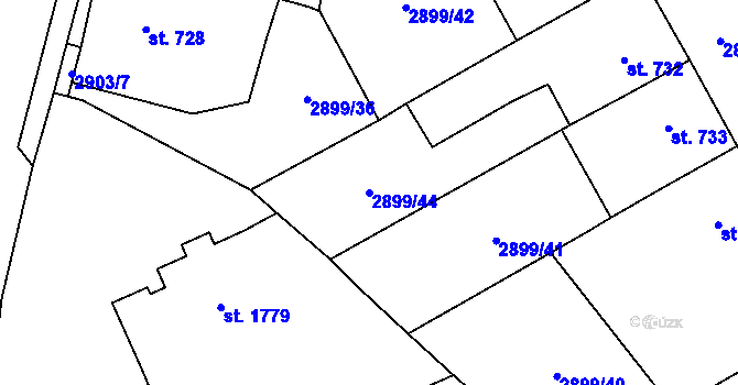 Parcela st. 2899/44 v KÚ Jaroměřice nad Rokytnou, Katastrální mapa