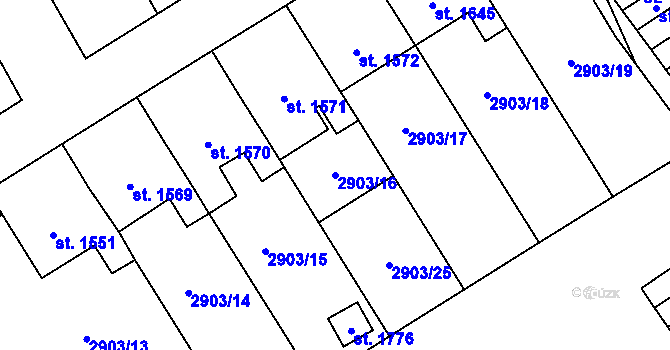 Parcela st. 2903/16 v KÚ Jaroměřice nad Rokytnou, Katastrální mapa