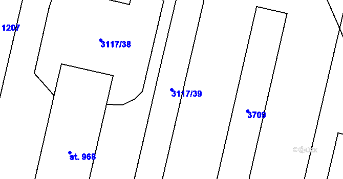 Parcela st. 3117/39 v KÚ Jaroměřice nad Rokytnou, Katastrální mapa