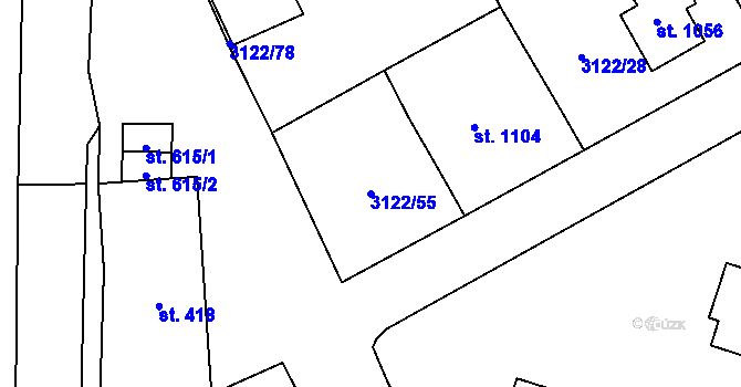 Parcela st. 3122/55 v KÚ Jaroměřice nad Rokytnou, Katastrální mapa