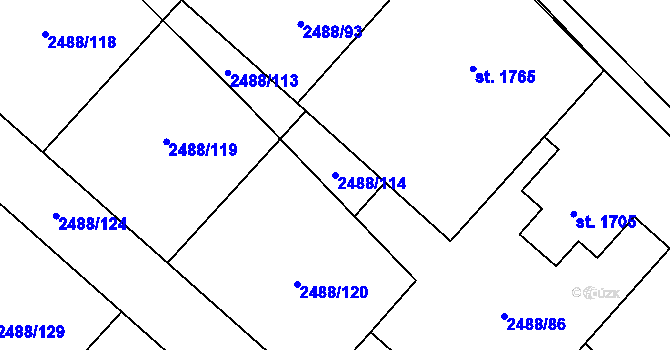 Parcela st. 2488/114 v KÚ Jaroměřice nad Rokytnou, Katastrální mapa