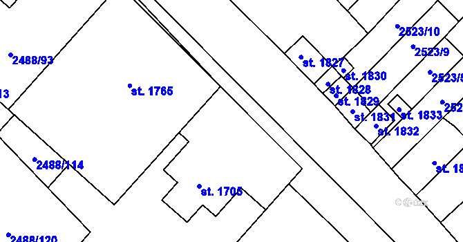 Parcela st. 2488/116 v KÚ Jaroměřice nad Rokytnou, Katastrální mapa