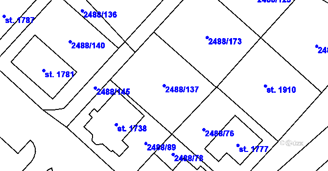 Parcela st. 2488/137 v KÚ Jaroměřice nad Rokytnou, Katastrální mapa