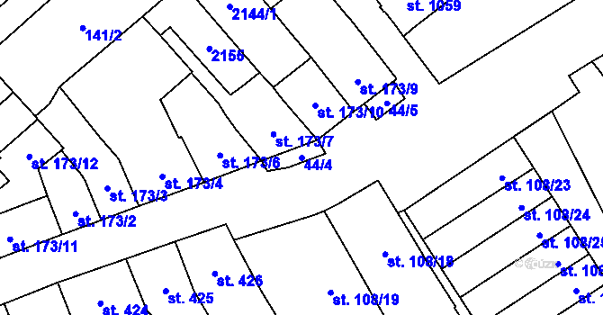 Parcela st. 44/4 v KÚ Jaroměřice nad Rokytnou, Katastrální mapa
