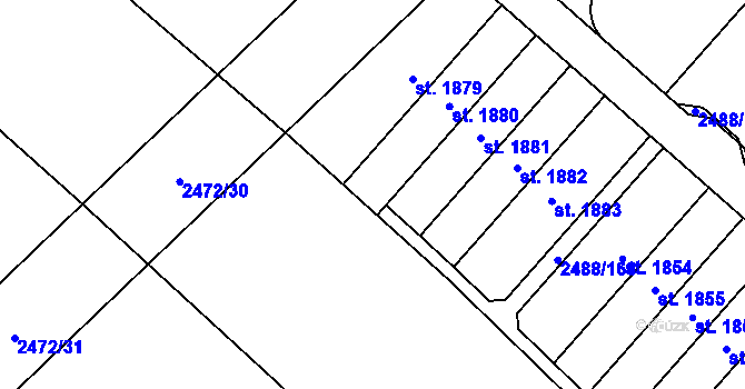 Parcela st. 2488/159 v KÚ Jaroměřice nad Rokytnou, Katastrální mapa