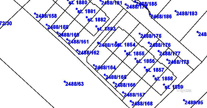 Parcela st. 2488/164 v KÚ Jaroměřice nad Rokytnou, Katastrální mapa