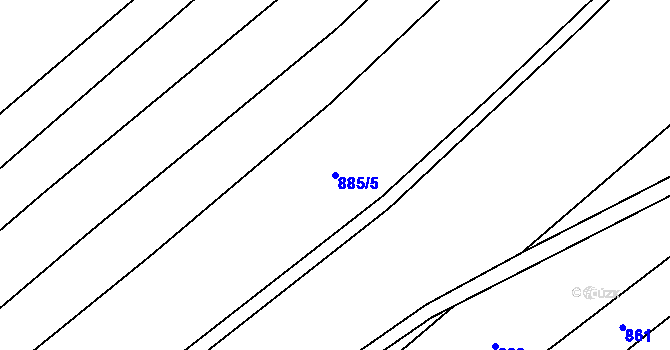 Parcela st. 885/5 v KÚ Jaroměřice nad Rokytnou, Katastrální mapa