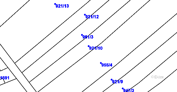 Parcela st. 921/10 v KÚ Jaroměřice nad Rokytnou, Katastrální mapa