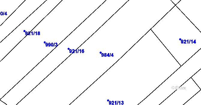 Parcela st. 984/4 v KÚ Jaroměřice nad Rokytnou, Katastrální mapa