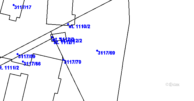 Parcela st. 3117/69 v KÚ Jaroměřice nad Rokytnou, Katastrální mapa