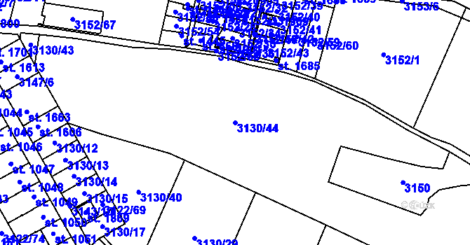 Parcela st. 3130/44 v KÚ Jaroměřice nad Rokytnou, Katastrální mapa