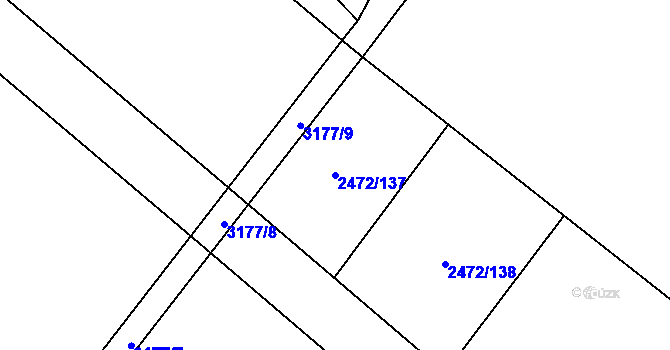 Parcela st. 2472/137 v KÚ Jaroměřice nad Rokytnou, Katastrální mapa