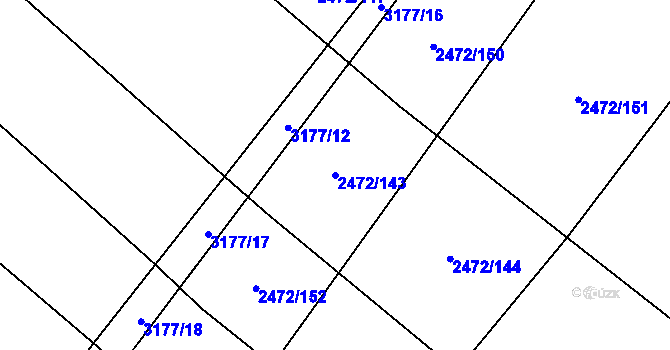 Parcela st. 2472/143 v KÚ Jaroměřice nad Rokytnou, Katastrální mapa