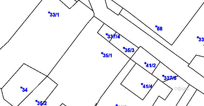 Parcela st. 35/1 v KÚ Popovice nad Rokytnou, Katastrální mapa