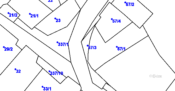 Parcela st. 57/3 v KÚ Popovice nad Rokytnou, Katastrální mapa