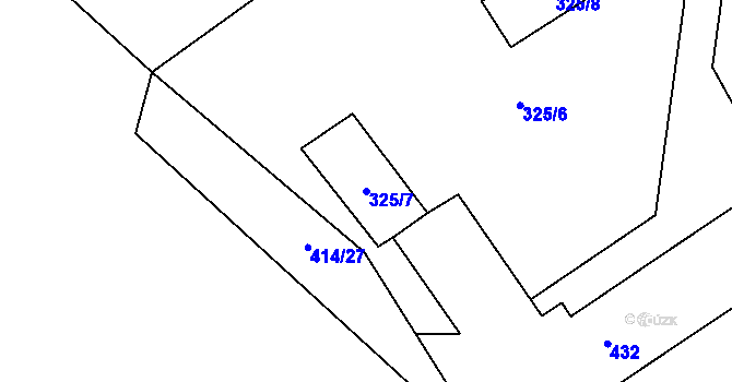 Parcela st. 325/7 v KÚ Popovice nad Rokytnou, Katastrální mapa
