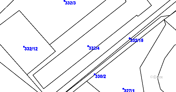 Parcela st. 332/4 v KÚ Popovice nad Rokytnou, Katastrální mapa