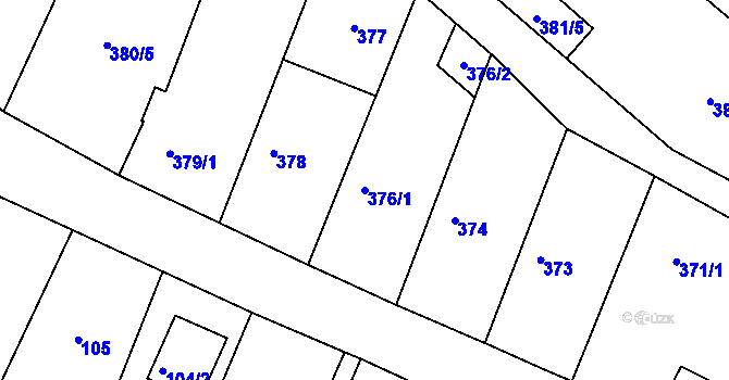 Parcela st. 376/1 v KÚ Popovice nad Rokytnou, Katastrální mapa