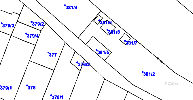 Parcela st. 381/5 v KÚ Popovice nad Rokytnou, Katastrální mapa