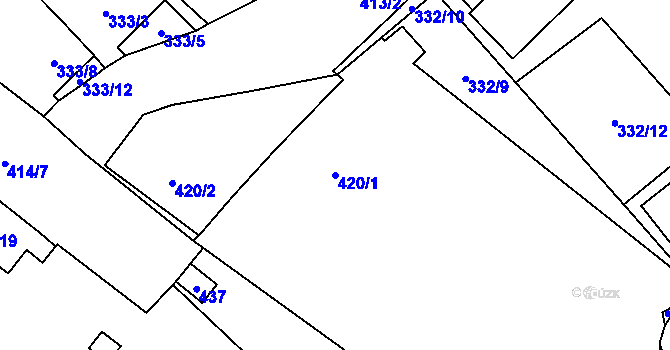 Parcela st. 420/1 v KÚ Popovice nad Rokytnou, Katastrální mapa
