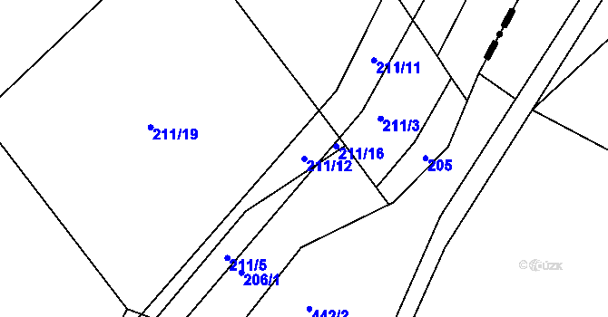 Parcela st. 211/12 v KÚ Jaroslav, Katastrální mapa