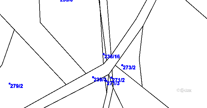 Parcela st. 238/16 v KÚ Jaroslav, Katastrální mapa