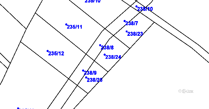 Parcela st. 238/24 v KÚ Jaroslav, Katastrální mapa