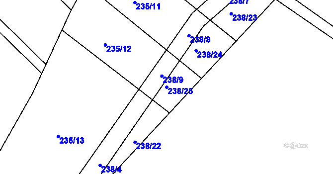 Parcela st. 238/25 v KÚ Jaroslav, Katastrální mapa