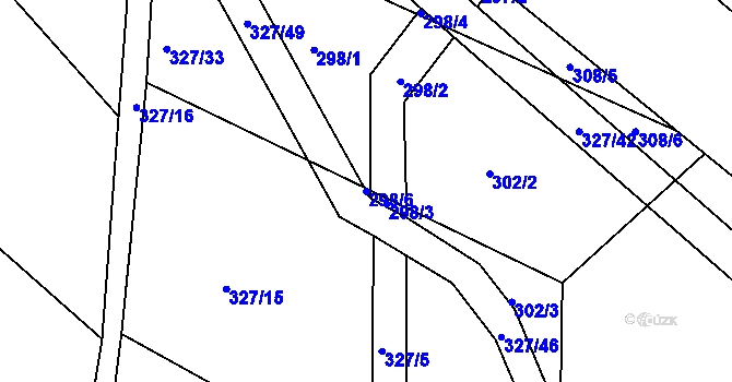 Parcela st. 298/6 v KÚ Jaroslav, Katastrální mapa