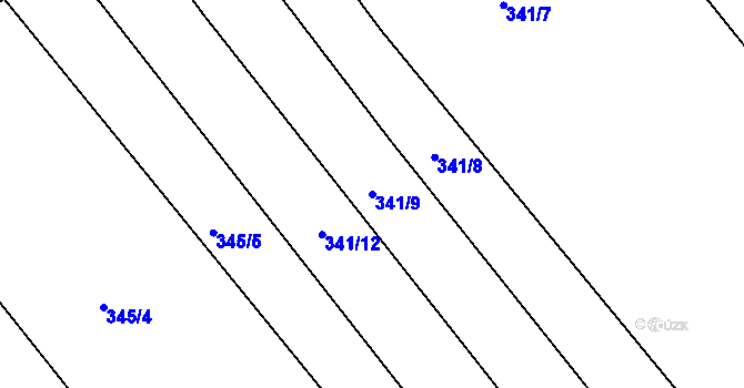 Parcela st. 341/9 v KÚ Jaroslav, Katastrální mapa