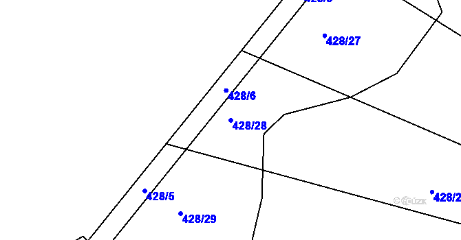 Parcela st. 428/28 v KÚ Jaroslav, Katastrální mapa