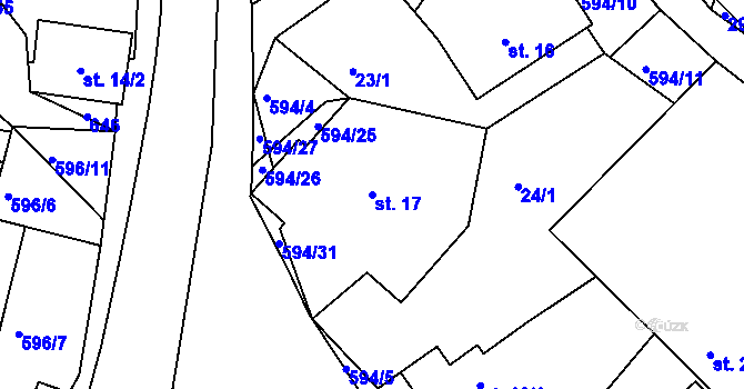 Parcela st. 17 v KÚ Jaroslav, Katastrální mapa