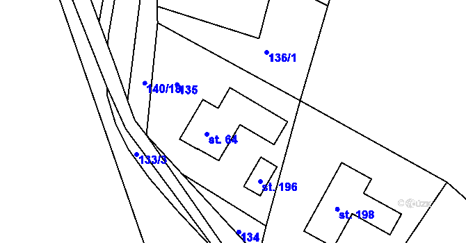 Parcela st. 64 v KÚ Jaroslav, Katastrální mapa