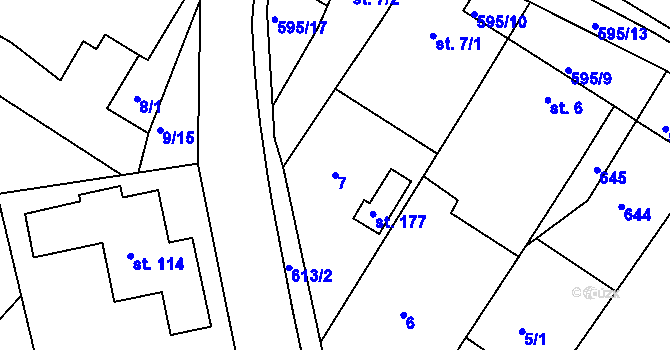 Parcela st. 7 v KÚ Jaroslav, Katastrální mapa