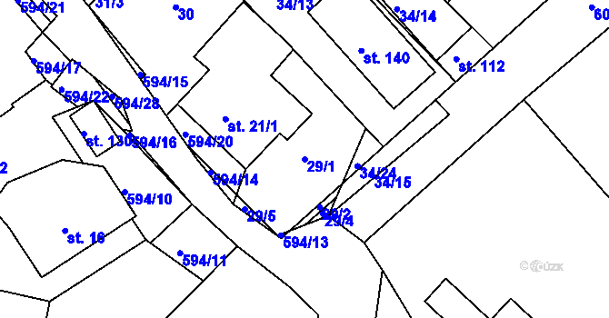 Parcela st. 29/1 v KÚ Jaroslav, Katastrální mapa