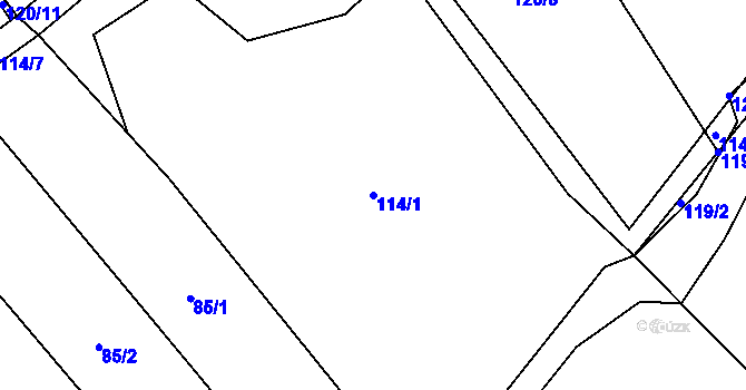 Parcela st. 114/1 v KÚ Jaroslav, Katastrální mapa