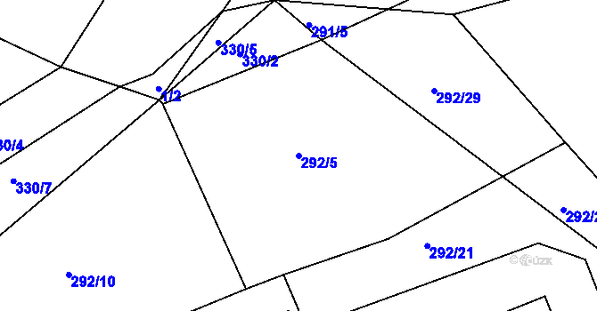 Parcela st. 292/5 v KÚ Jaroslav, Katastrální mapa